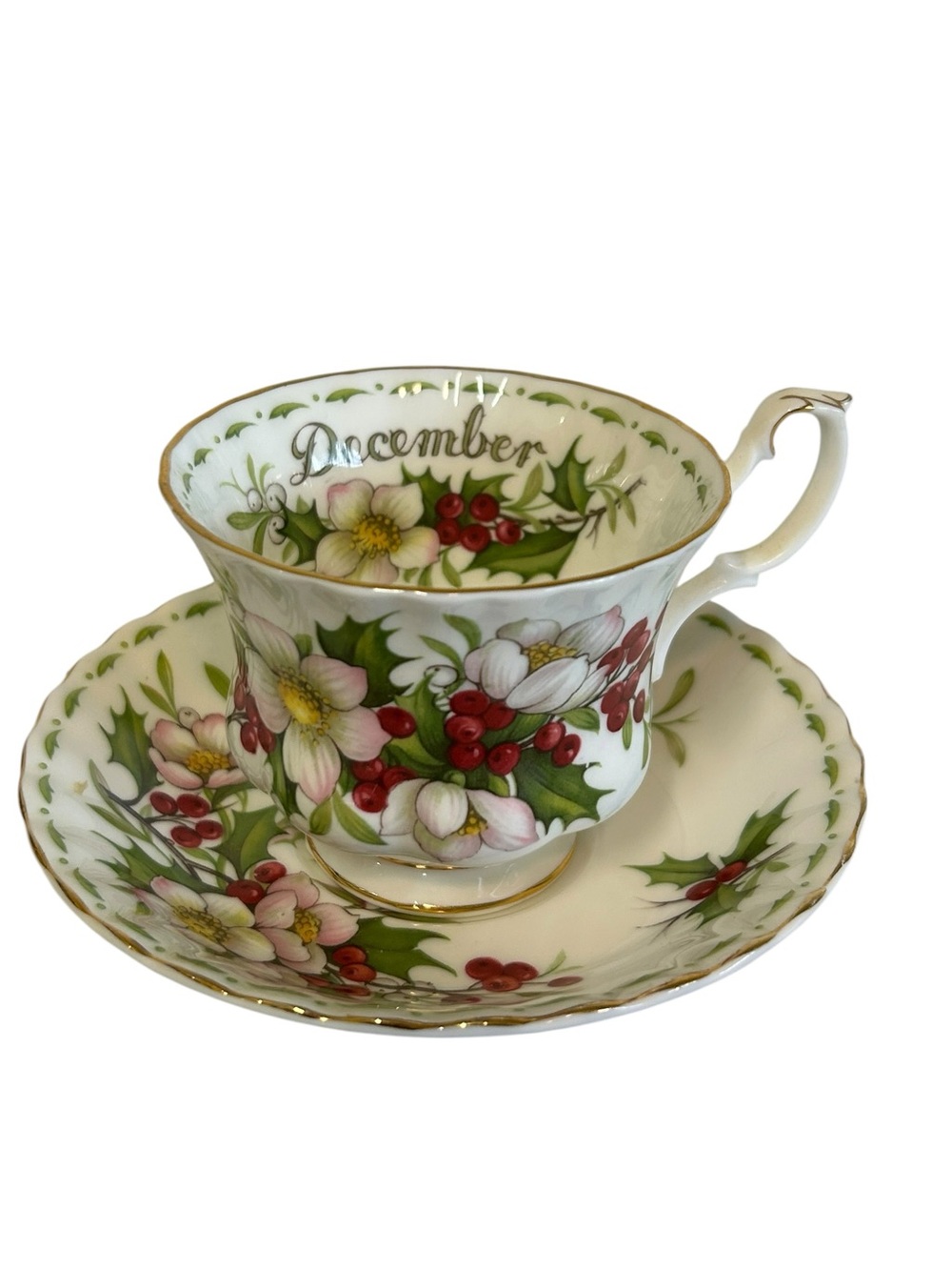 Royal Albert Flower of the Month Series December Christmas Rose Tea Cup Saucer